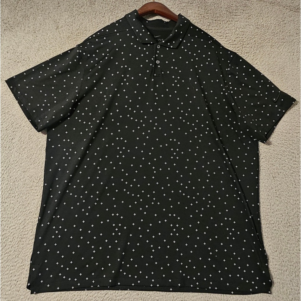 Nike Dri-FIT Golf Polo Mens XL Black White Cross Pattern CK6259-010 Standard Fit - Picture 2 of 9